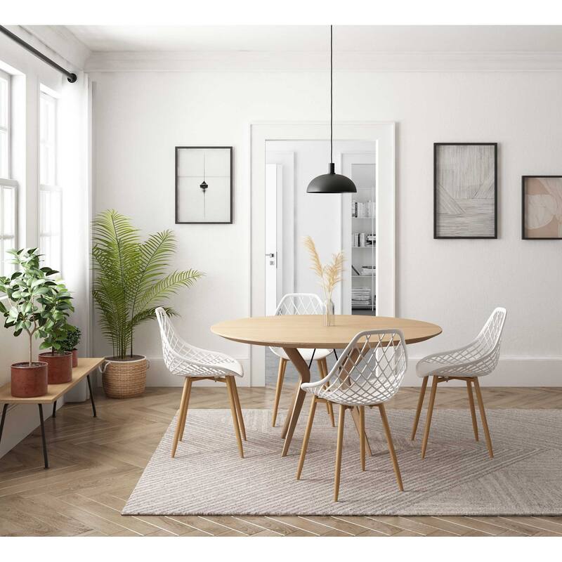 Kurv™ Mid-Century Modern Dining Chair with Steel Legs for Indoors or Outdoors - Set of 2