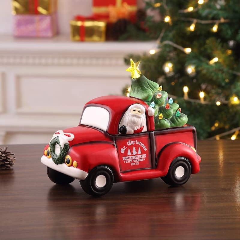 10.5" Nostalgic Ceramic Lit Truck Cookie Jar