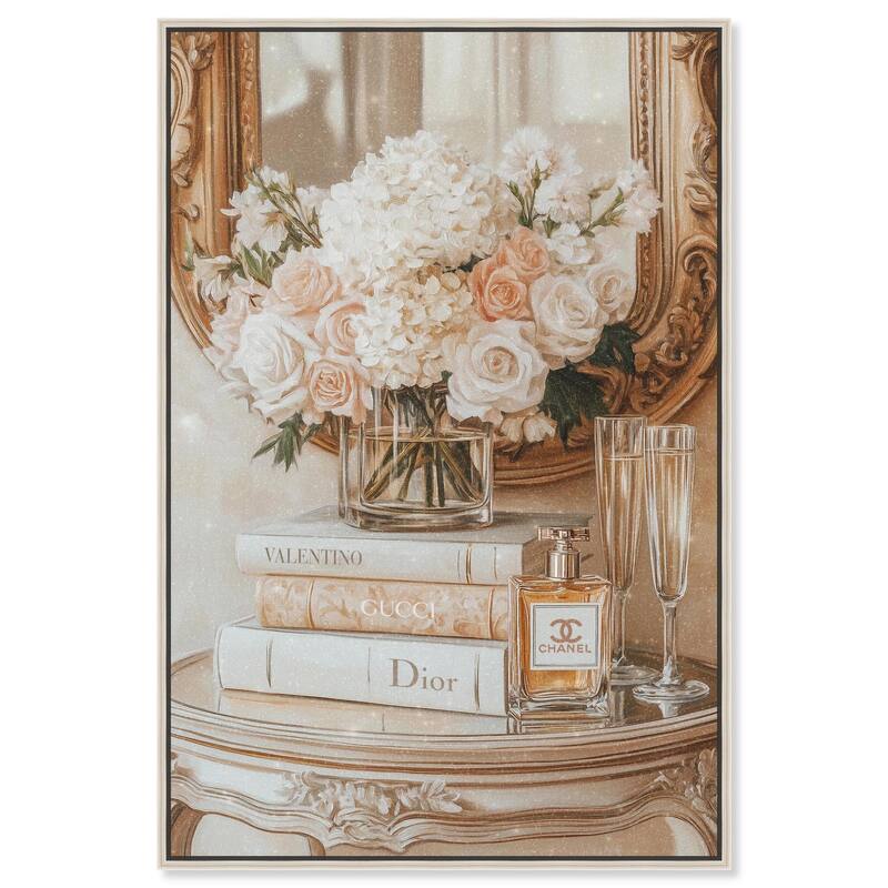 Mirror and Classy Glam Books Canvas by Art Remedy - 20" x 30" - Silver