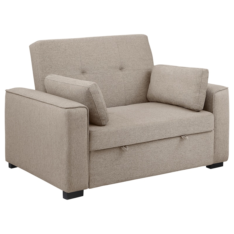 Edith Upholstered Convertible Sleeper Sofa Bed - Beige