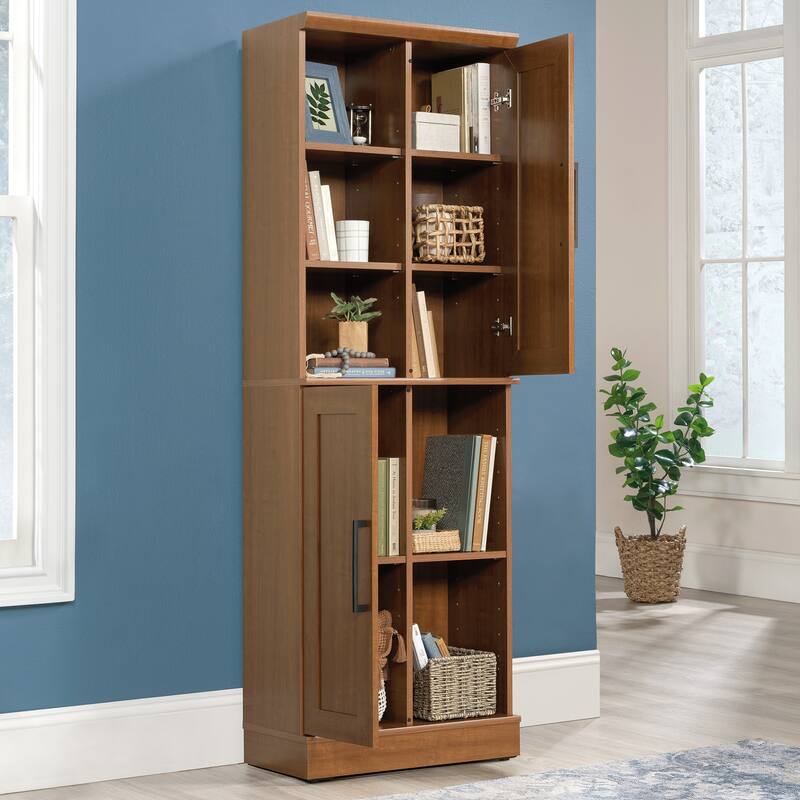 Brown Adjustable Shelf Storage Cabinet Bookcase with Doors for Bathroom Kitchen Laundry Room