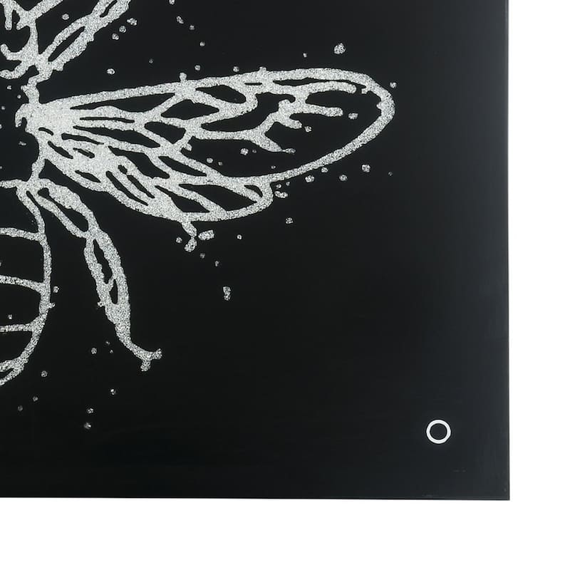 Rectangular Butterfly Wall Art with LED, Black and Silver