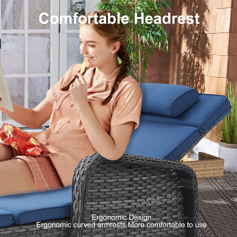 Outdoor Chaise Lounge Chair Adjustable 5-Position - 1-Piece