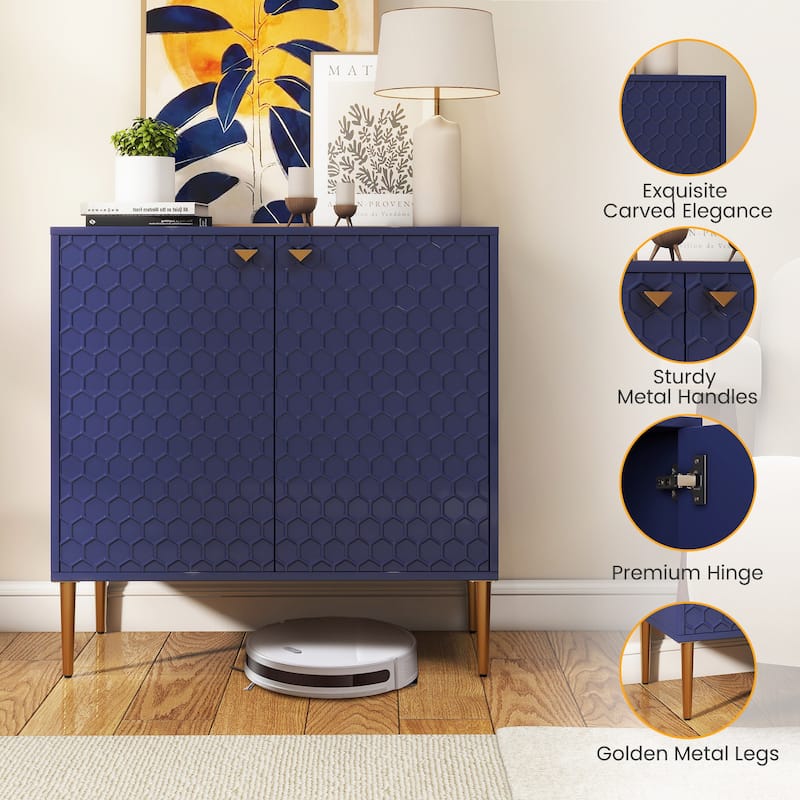 Hexagonal Pattern 2-door Storage Cabinet Buffet Cabinet Sideboard