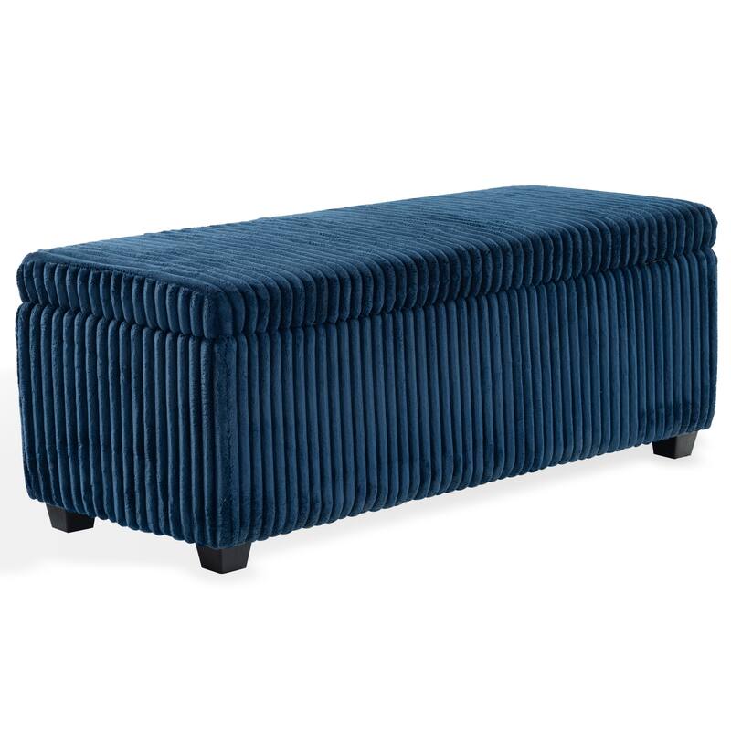 SAFAVIEH Couture Lynzie Plush Corduroy Storage Bench - 55"W x 21"D x 19"H