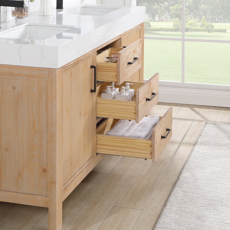 Leon 60 in. Double Bathroom Vanity with Composite Stone Top