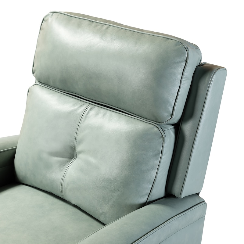 Gaspar Mid-Century Modern Genuine Leather Pushback Recliner with Wood legs Set of 2 by HULALA HOME