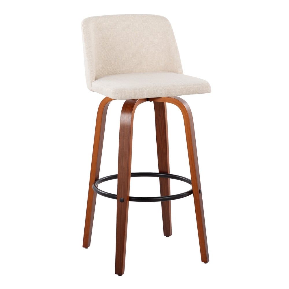 Carson Carrington Vallberga 30" Fixed-Height Bar Stool with Walnut Wood Base (Set of 2)