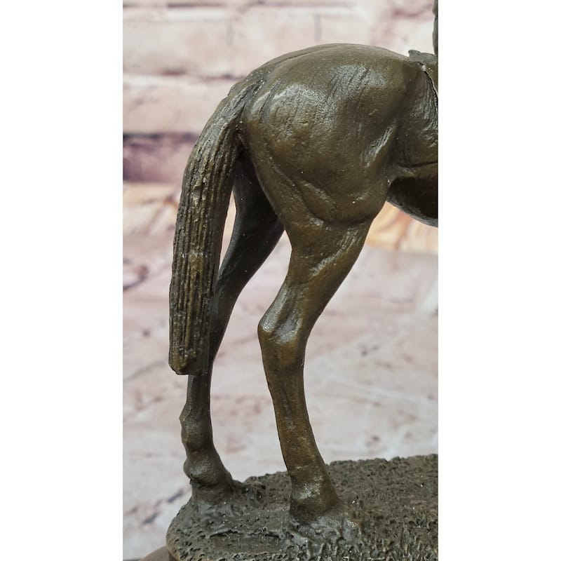 Horse Jockey Racing Equine Art Equestrian Collector Bronze Statue Sculpture Original 8 Inches X 6.5 Inches