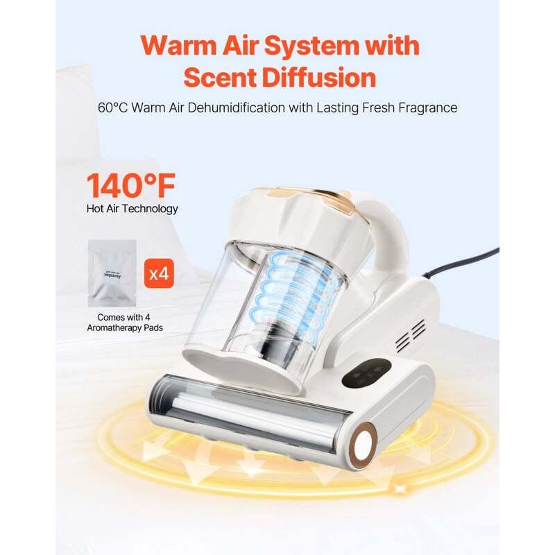 Mattress Vacuum Cleaner with 550W Motor, 18KPa Suction - 10.6 x 9.1 x 8.3 in