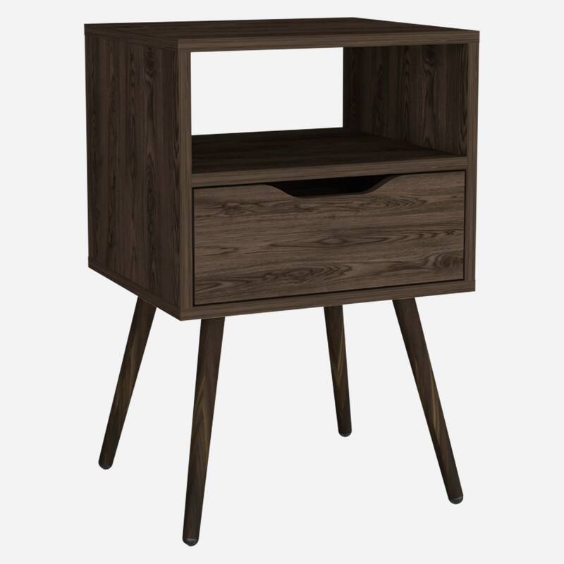 Nightstand 25"H,Superior Top,Four Legs,One Open Shelf,One Drawer,End Table,for Bedroom,Closet,Entryway,College Dorm