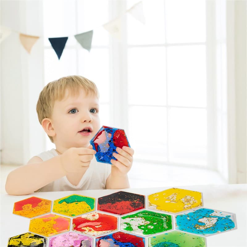 Art3d 12-Pack Colorful Flexible Liquid Play Mats for Children