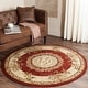preview thumbnail 3 of 37, SAFAVIEH Lyndhurst Elizabeth Traditional Oriental Medallion Rug 5'3" Round - Red/Ivory - Round