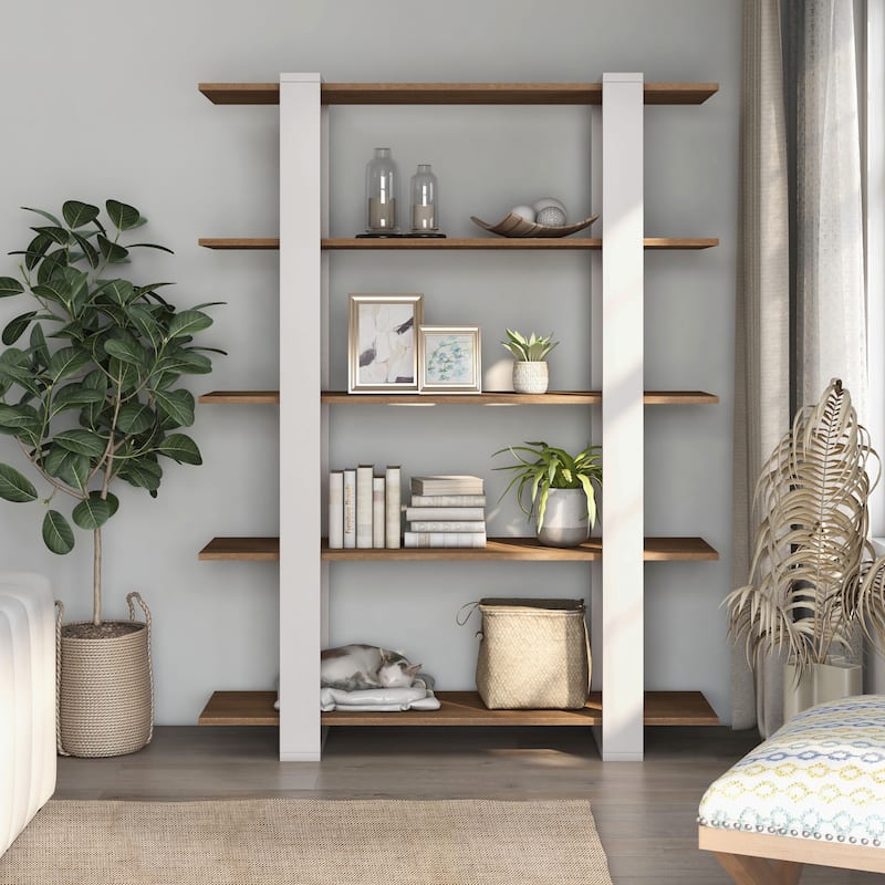 Heon Modern Walnut 5-Tier Display Bookshelf by Furniture of America