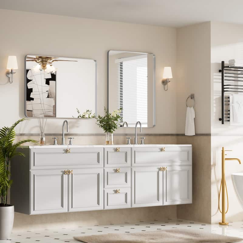 Wall Mirror Vanity Mirror Bathroom Mirror with Round Corner (1 Piece)