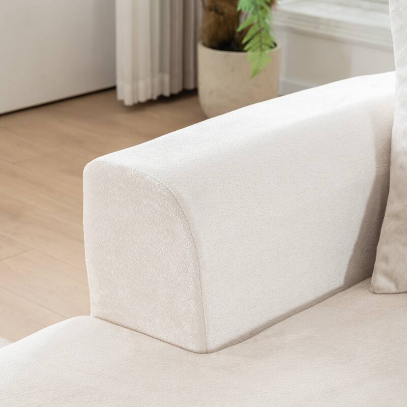 Convertible Sectional Sofa with L-Shape Chaise, Corduroy Upholstered Sleeper Sofa, Modular 3 Seat Compression Sofa