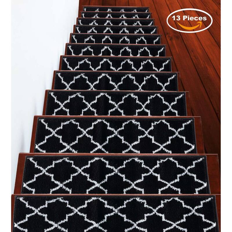 SUSSEXHOME Geometric Stair Treads with Easy to Install Double Adhesive Tape 9" x 28"