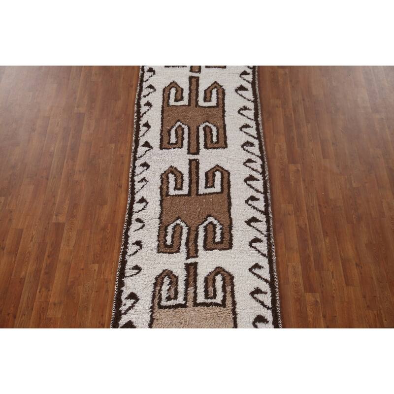 Tribal Anatolian Runner Rug Hand-knotted Wool Carpet - 3'2"x 11'6"