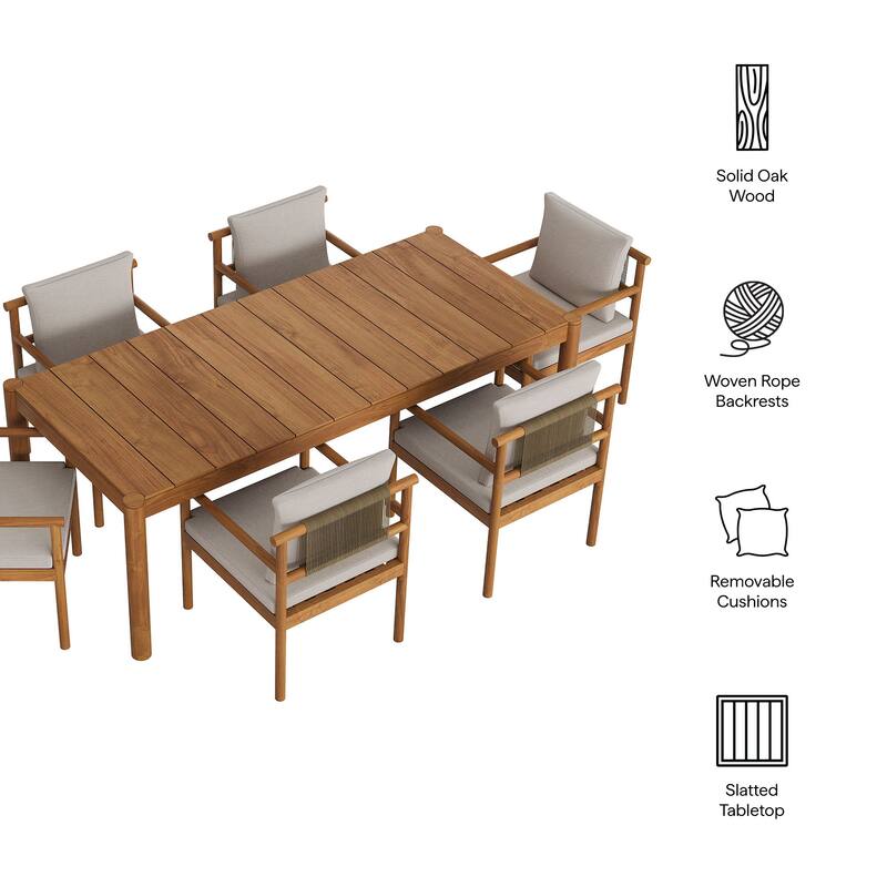 Eleni 7 Piece Outdoor Patio Teak Wood Dining Set