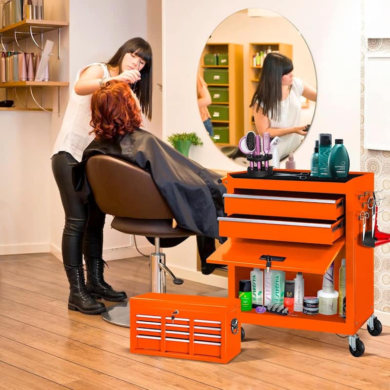 8-Drawer 2 in 1 Rolling Tool Chest Cabinet Garage Storage Toolbox with Detachable Top Tool Box and Universal Lockable Wheels