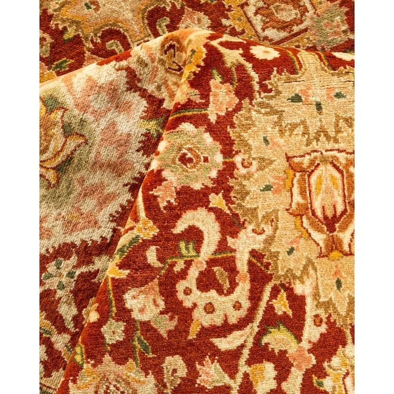 Overton Handknotted Wool Traditional Oriental Orange Area Rug - 8' x 10'