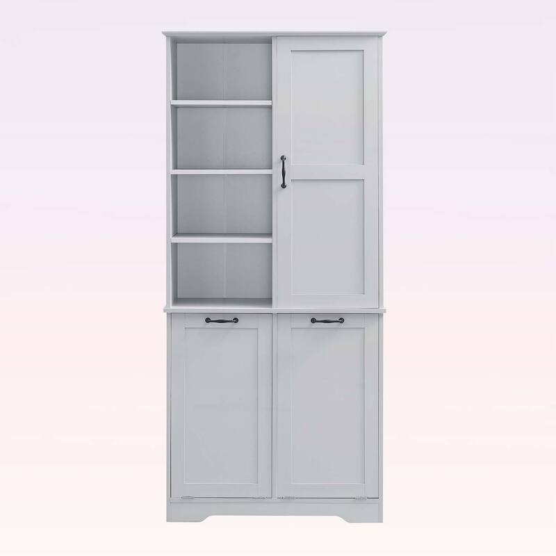 Stylish and Functional Bathroom Storage Cabinet with Doors,Drawers,Tilt-Out Laundry Hamper