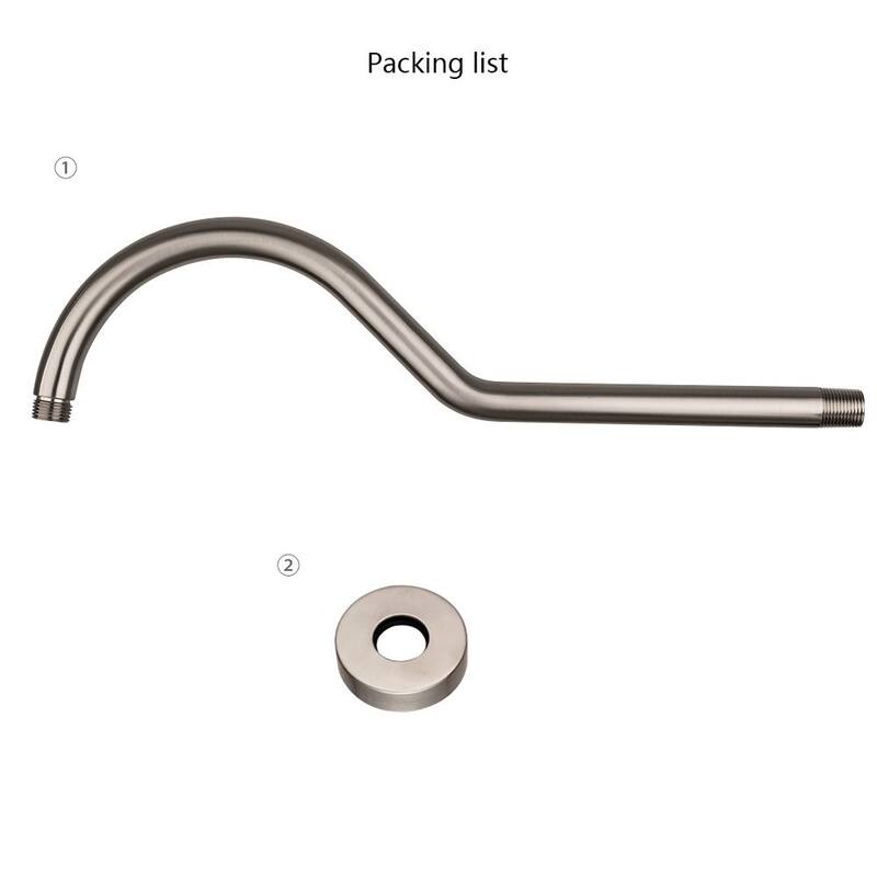 17 Inch Shower Arm Solid S Shape Shower Extender Reach Gooseneck with Flange On Sale Bed