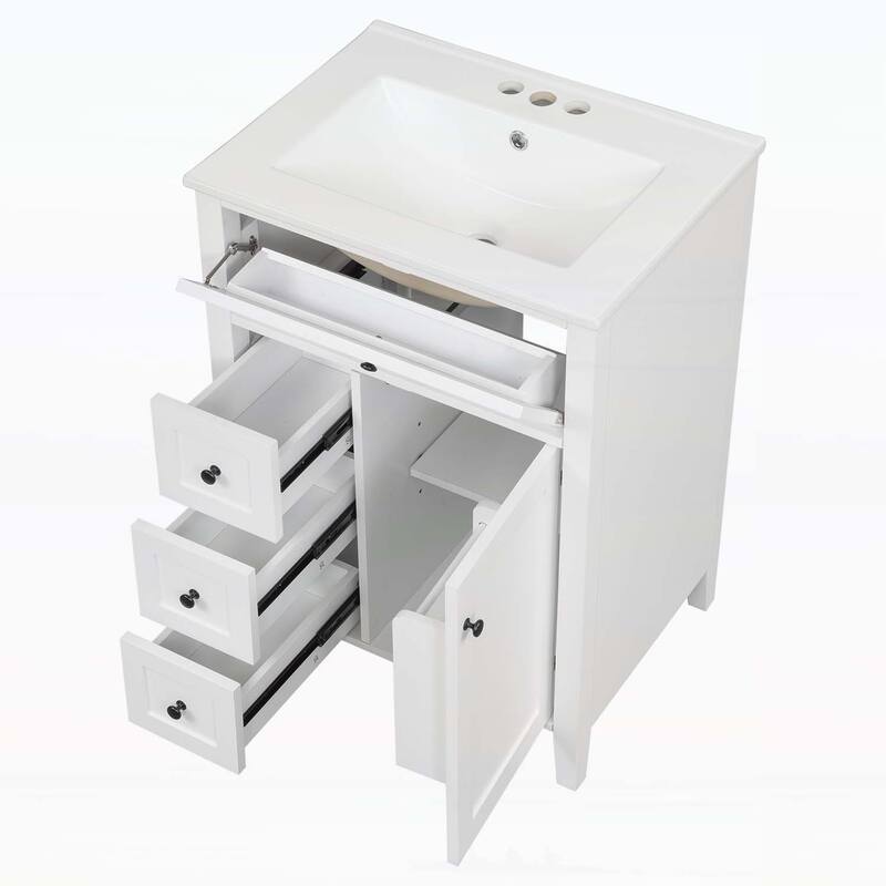 Freestanding Vanity Set with 3 Drawers,Adjustable Shelf