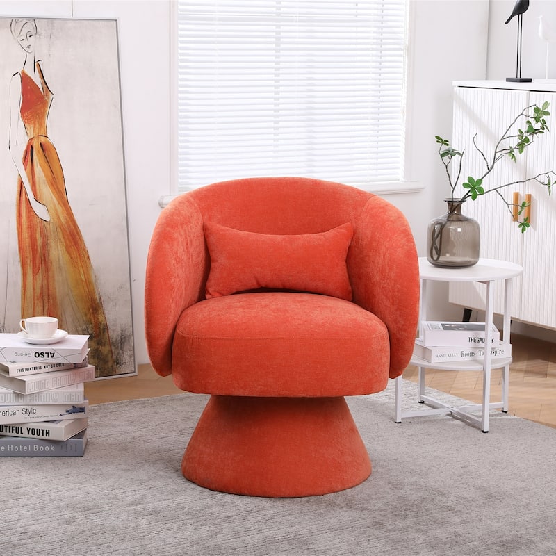 Round Fabric Swivel Accent Chair
