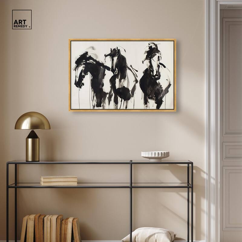 Horses in Ink Canvas by Art Remedy