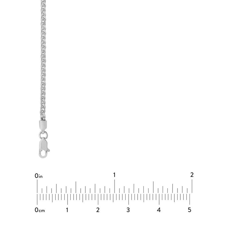 Curata 925 Sterling Silver Rhodium 2.25mm Square Wheat Chain Necklace For Men (Lobster)