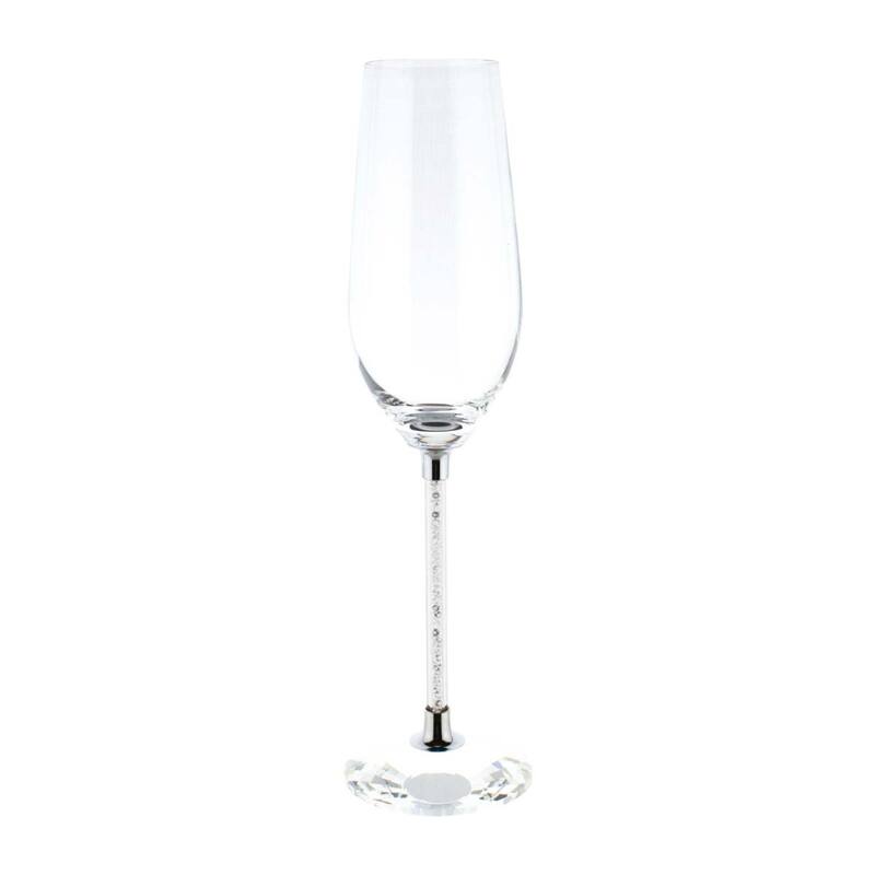 Sparkles Home Vetrina Stem Crystal Toasting Flute - Silver - 6 Piece