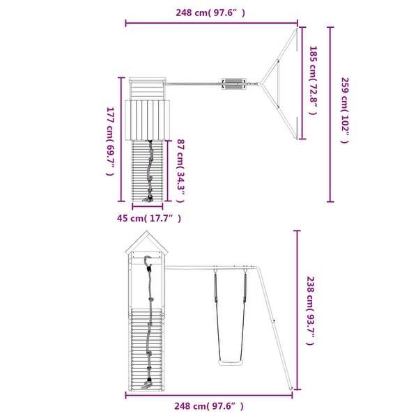 vidaXL Swing Set Outdoor Backyard Wooden Playground Equipment for Kids Age 3-8