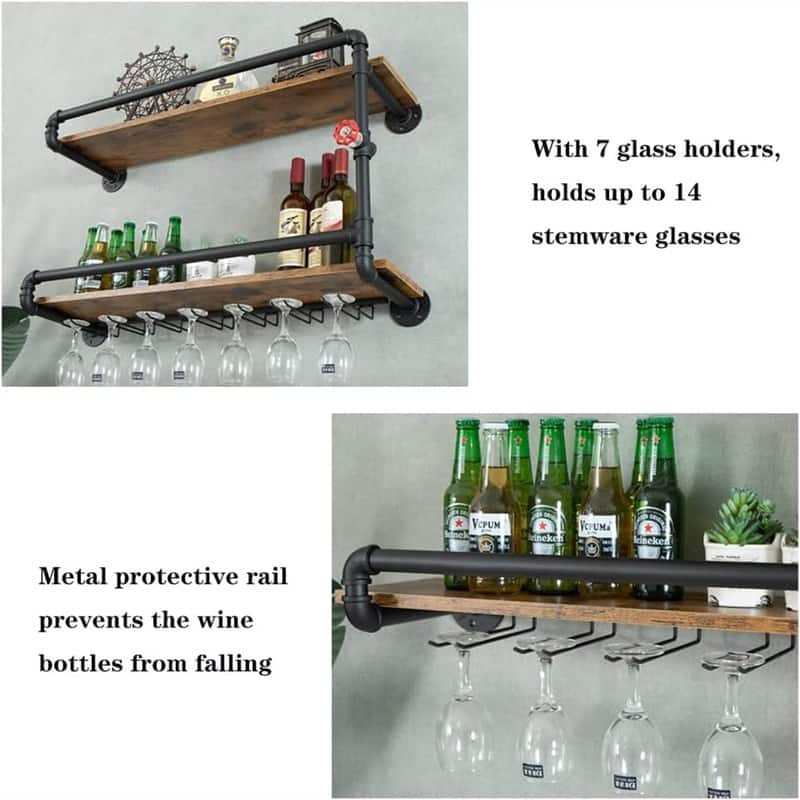 Wine Rack Wall Mounted 2 Tier