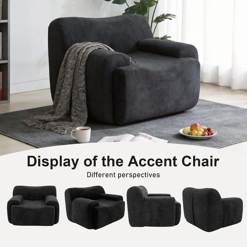 Chenille Accent Chair, Comfy Cloud Sofa Chair, Modern Armchair Boneless Reading Chairs