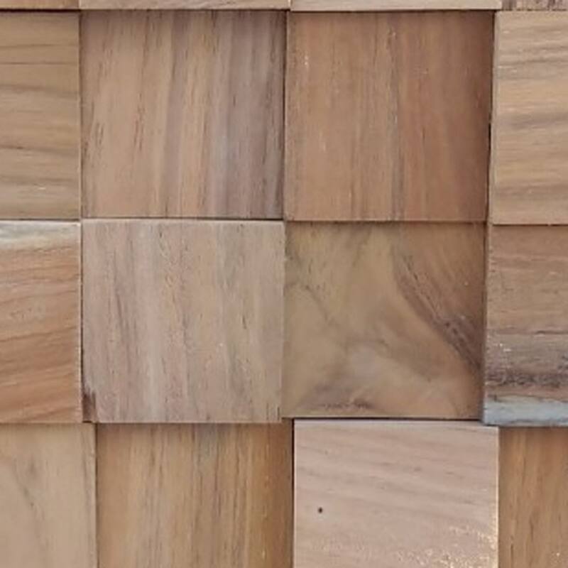 HomeRoots Brown 3D Embossed Block Teak Reclaimed Wood Decorative Wall Panels - 47.75' X '11.75' X '1.22