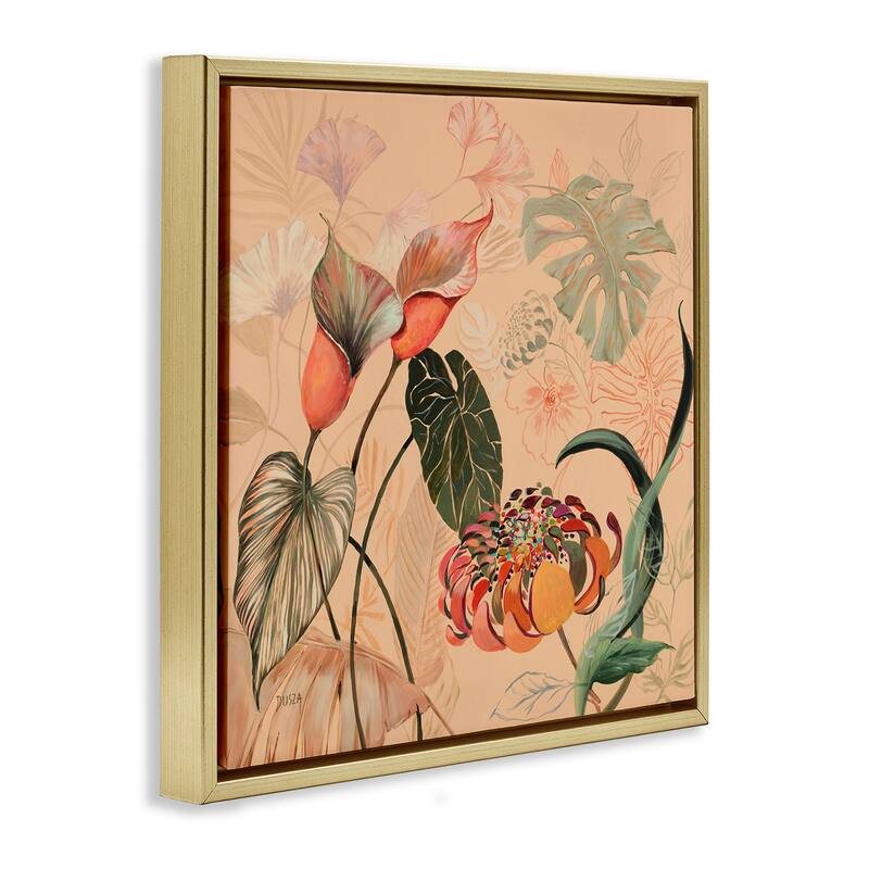 Stupell Layered Tropical Foliage Framed Floater Canvas Wall Art Design By Dusza