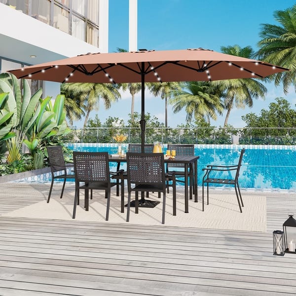 15-foot Rectangular Crank Double-sided Outdoor Market Umbrella Solar ...