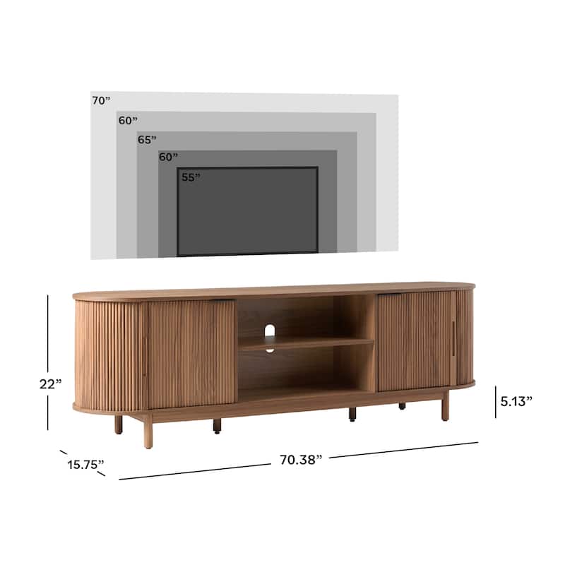 Middlebrook Designs Modern Reeded 70-inch TV Stand with Open Storage
