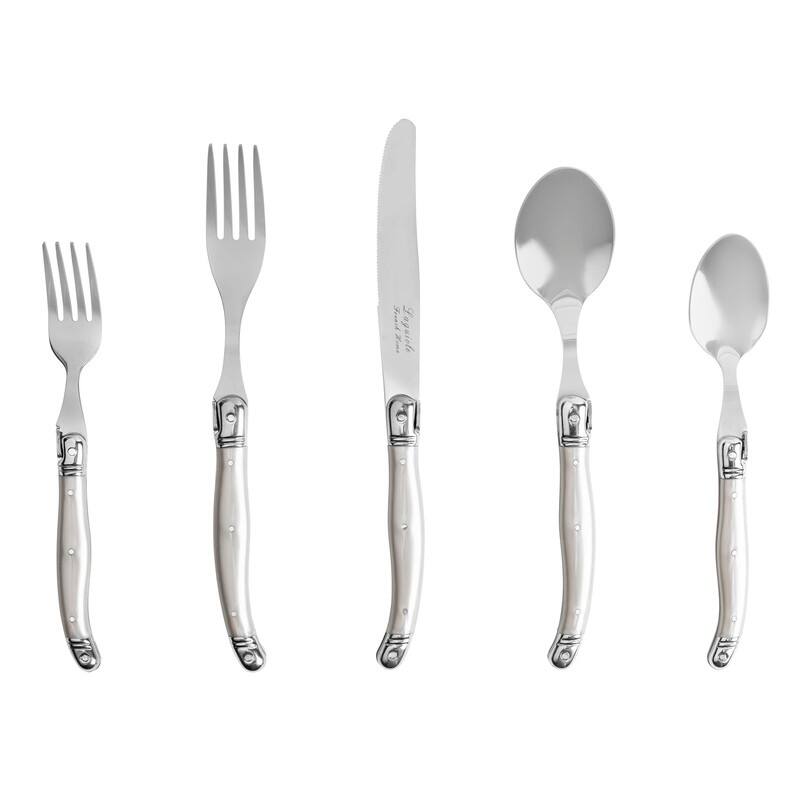 French Home 20 Piece Laguiole Flatware Set, Service for 4, Pewter - Silver