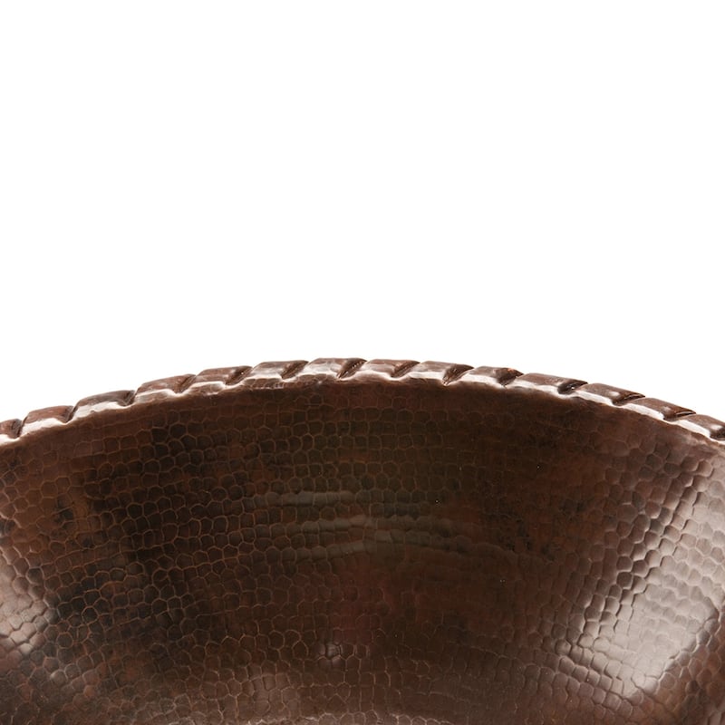 19-in Oval Roped Rim Self Rimming Hammered Copper Sink (LO19RRDB)