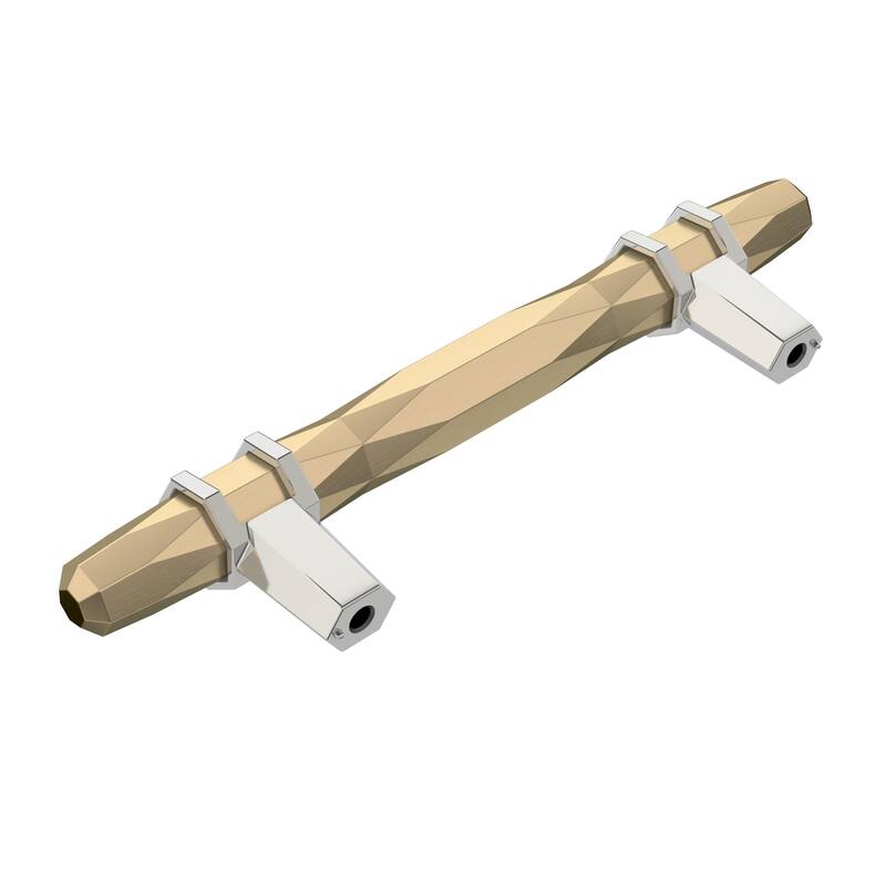 Amerock London 3-3/4 in (96 mm) Center-to-Center Golden Champagne/Polished Chrome Cabinet Pull