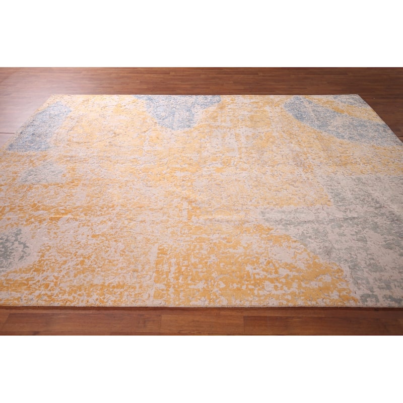 Contemporary Colorful Abstract Area Rug Handmade Wool Carpet - 7'10" X 9'11"