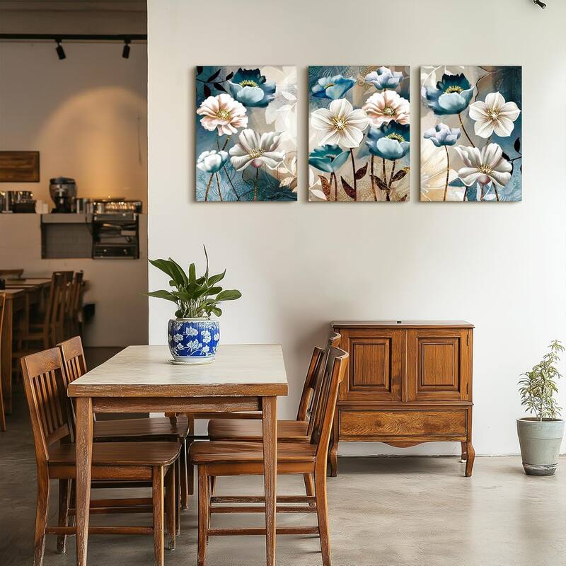 3 Piece Lotus Flower Canvas Wall Art