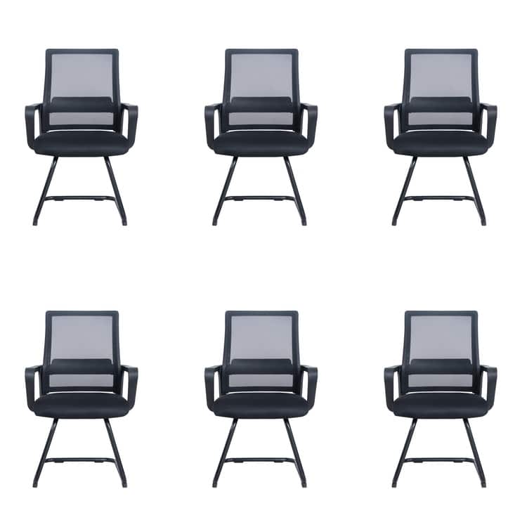 Waiting room chair set of 6 -  Reception chair | Office chair | Office visitor chair | Comfortable office seating set - N/A|Black/Mesh