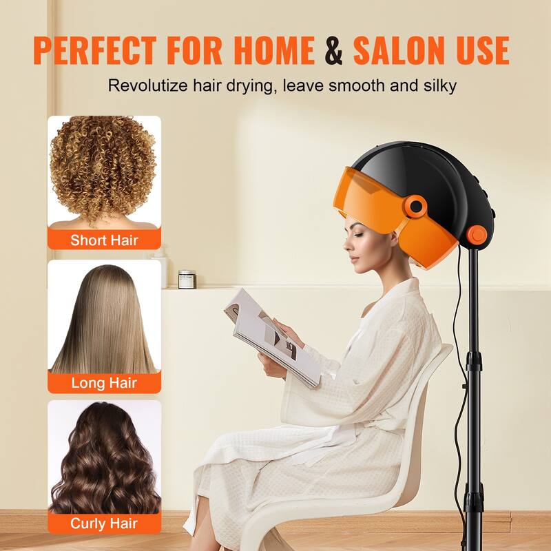 Salon-Grade Hair Dryer, 1875W Powerful Stand Dryer, Adjustable Timer & 3 Heat/Speed Options, Mobile Base