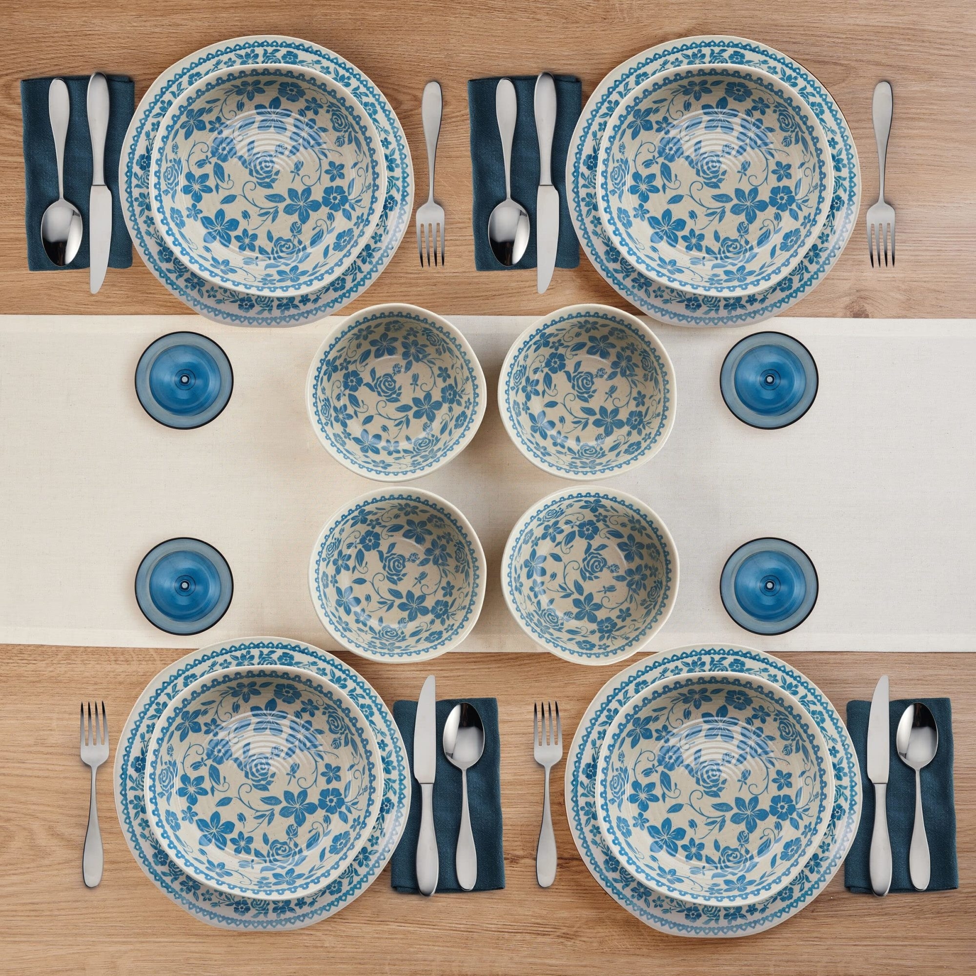 Pfaltzgraff Hayden Blue 12-Piece Dinnerware Set, Service for 4