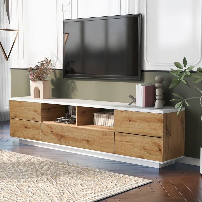 Modern TV Stand Versatile Storage Function TV Stand, for TVs Up to 80" with Door Rebound Device, for Living Room, Bedroom