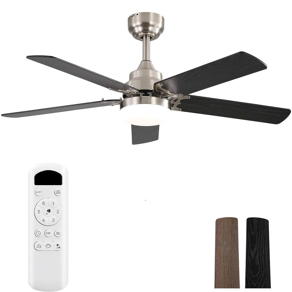 42"Ceiling Fan with Light - Remote Control, 3 Color Dimmable LED & Memory Function, Reversible DC motor, 1/4/8H Timer