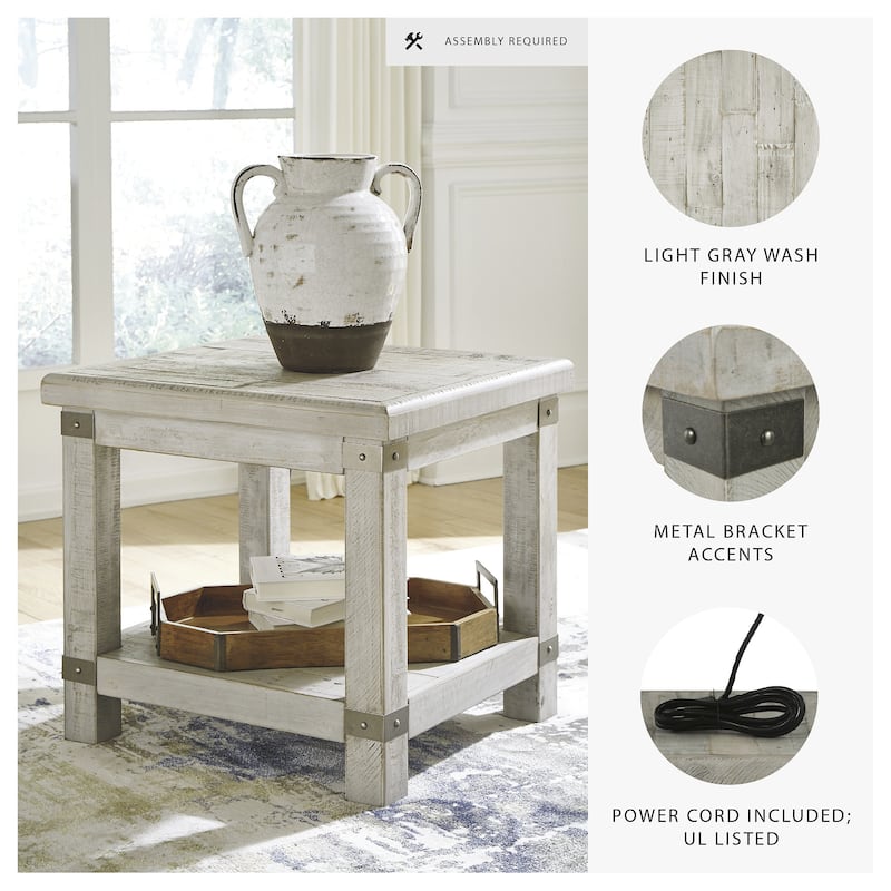 Carynhurst Casual Rectangular End Table White Wash Gray